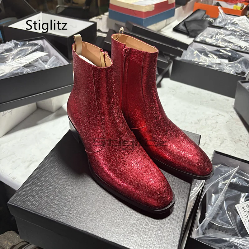 Men Shoes Size 11 - Stivaletti Chelsea rossi in vera pelle