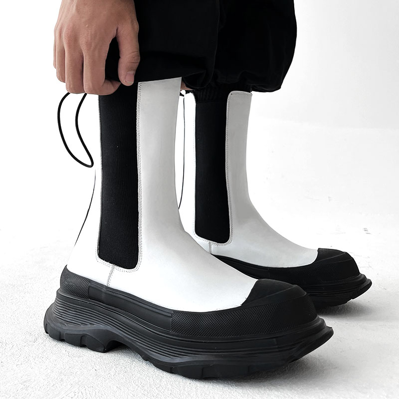 Men'S Shoes Black And White - Stivali da uomo alla moda per