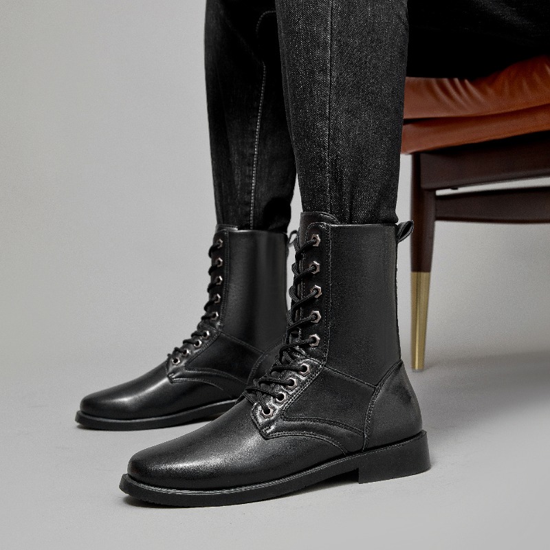 Men'S Shoes Low Top - Stivali in Pelle Alti da Uomo,
