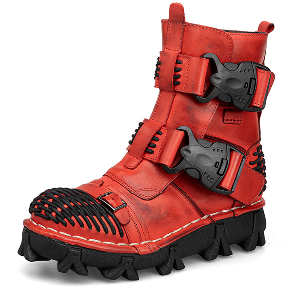 Men Shoes Red - Stivali da moto da uomo in