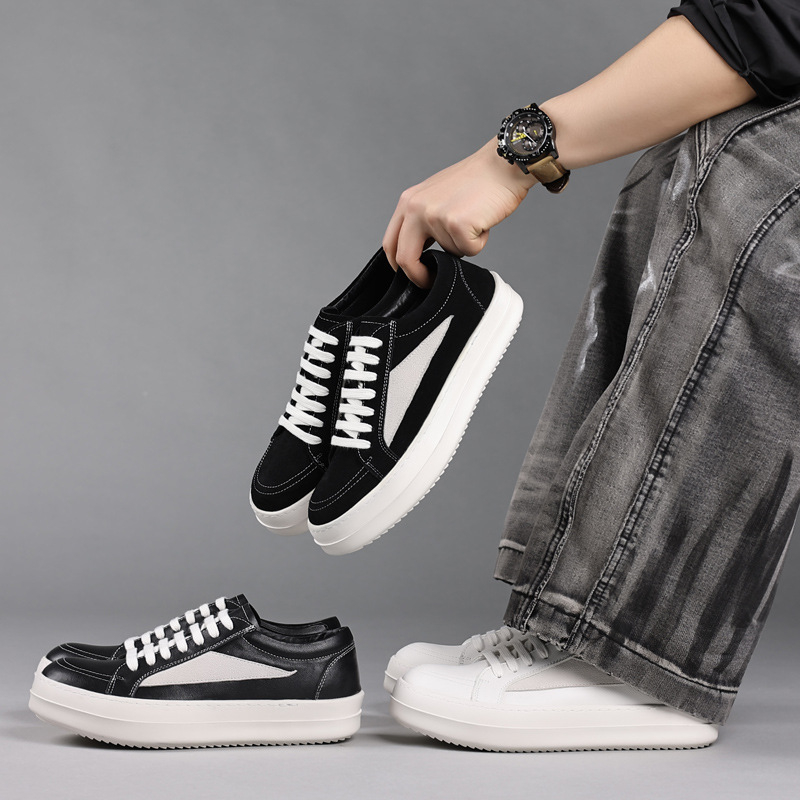 Men'S Shoes Black And White - Sneakers da uomo nere in vera
