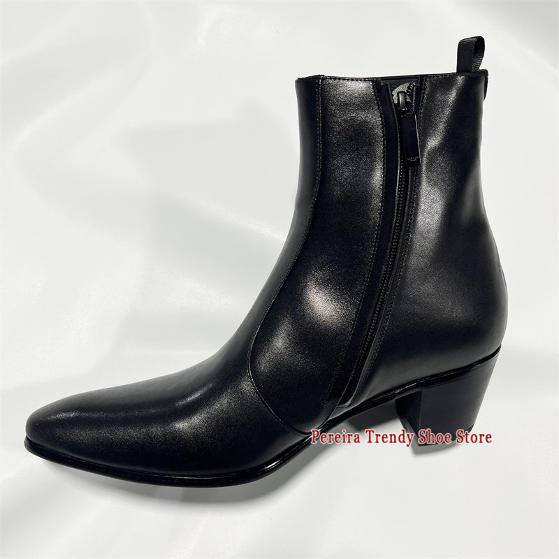 Men'S Shoes Black And White - Stivaletti Chelsea in Pelle di Vacchetta